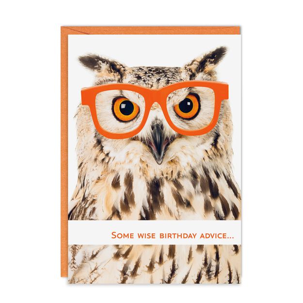 Owl in Glasses Funny Birthday Card