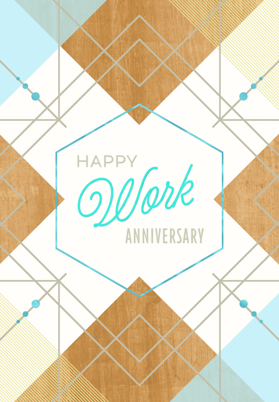 Geometric Pattern Elevated Work Anniversary Card