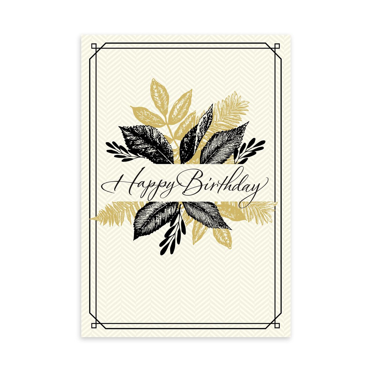 Black & Tan Leaves Birthday Card image number 0
