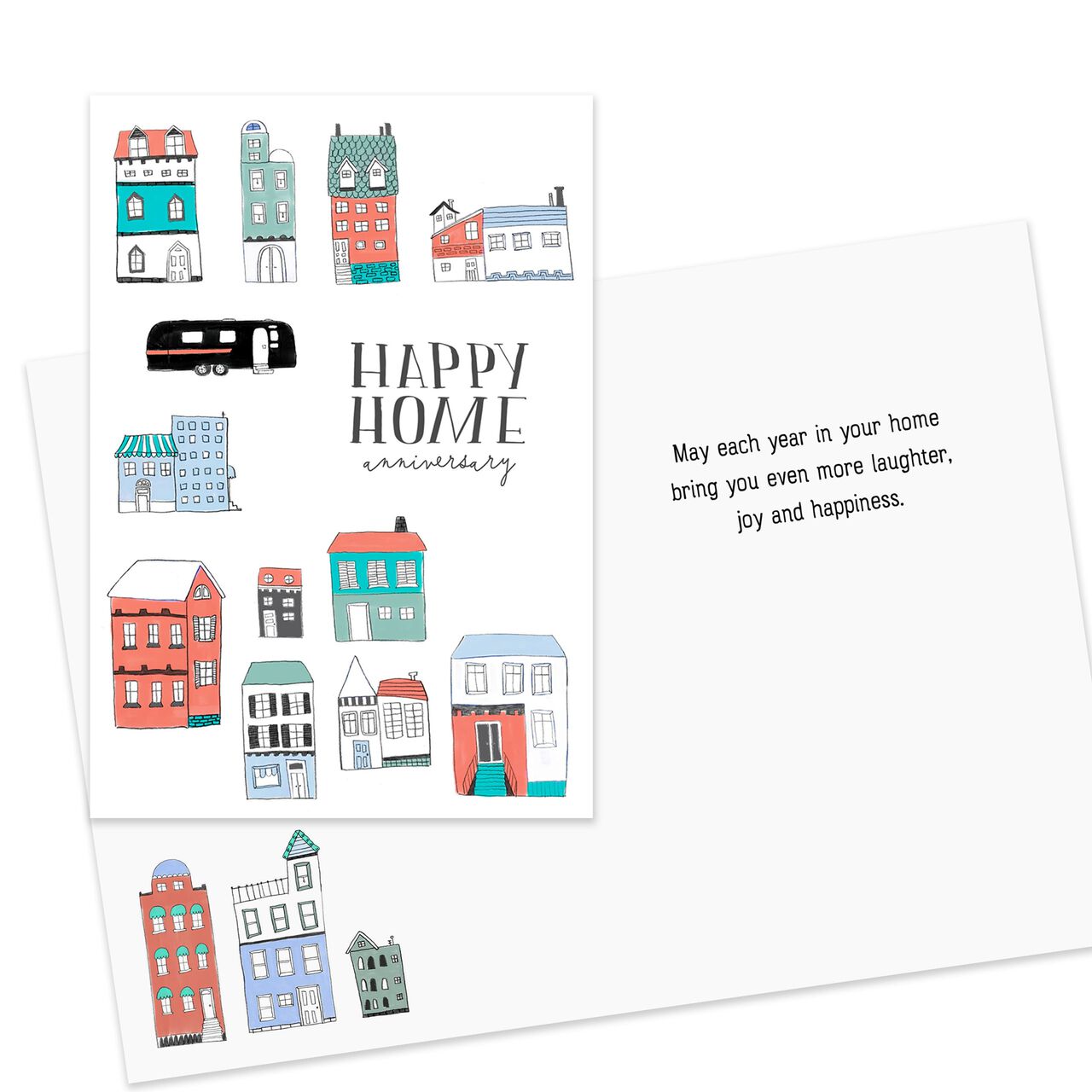 Town Illustration Home Anniversary Card image number 2