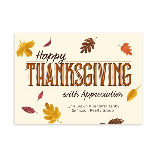 Appreciation & Painterly Leaves Happy Thanksgiving Card