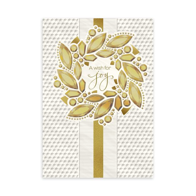 Gold Gem Wreath Premium Holiday Card