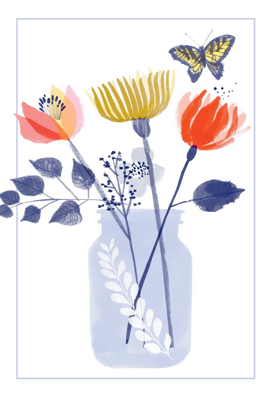 Flowers in Bottle Just Because Card