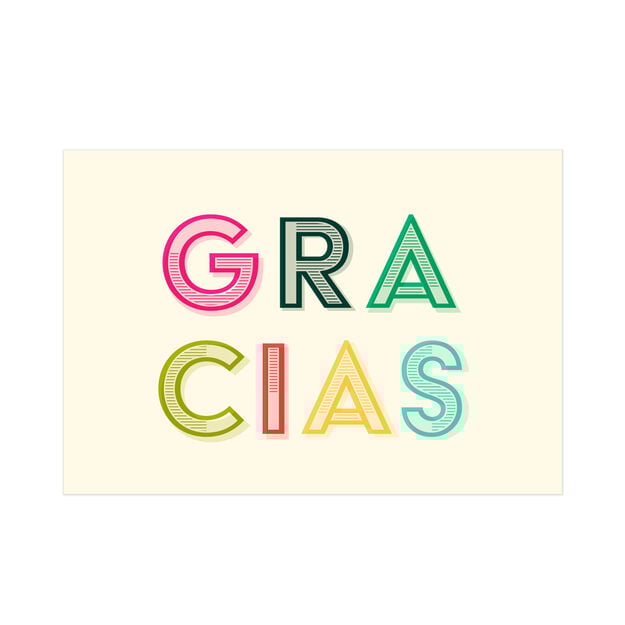 Colorful Lettering Spanish Thank You Card