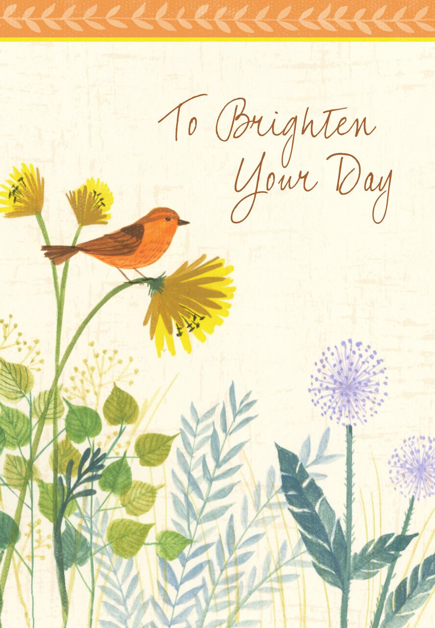 Bird & Flowers Caring Thoughts Card