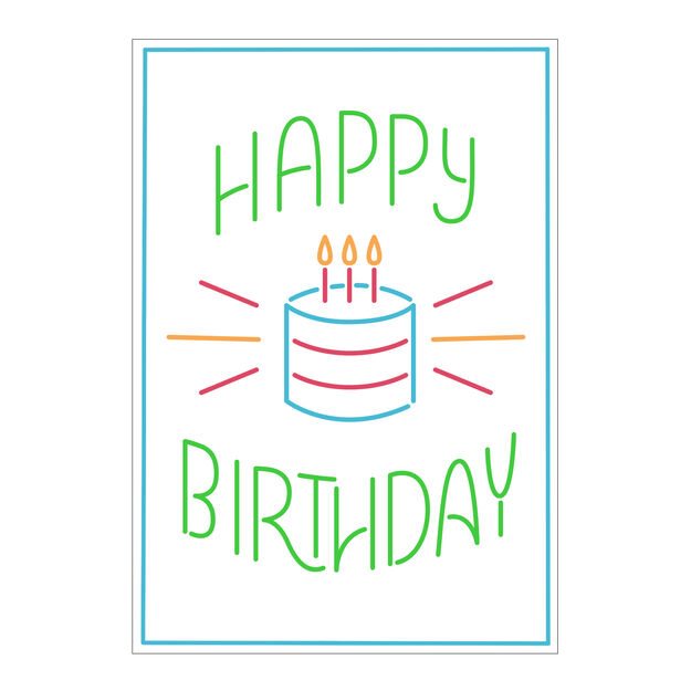 Multicolor Cake & Candles Birthday Card