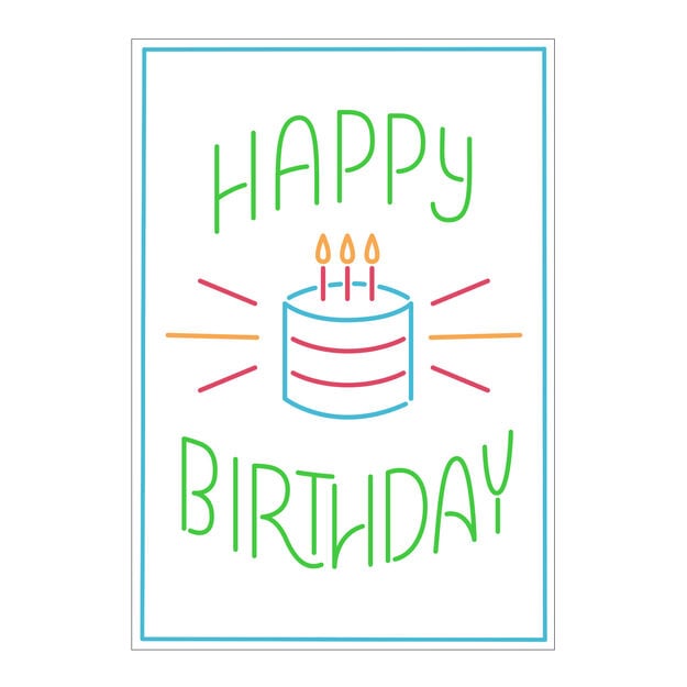 Multicolor Cake & Candles Birthday Card