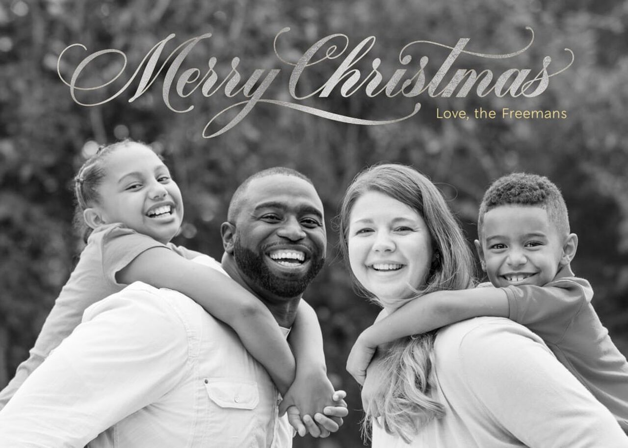 Brilliant Merry Christmas in Script Full Photo Card