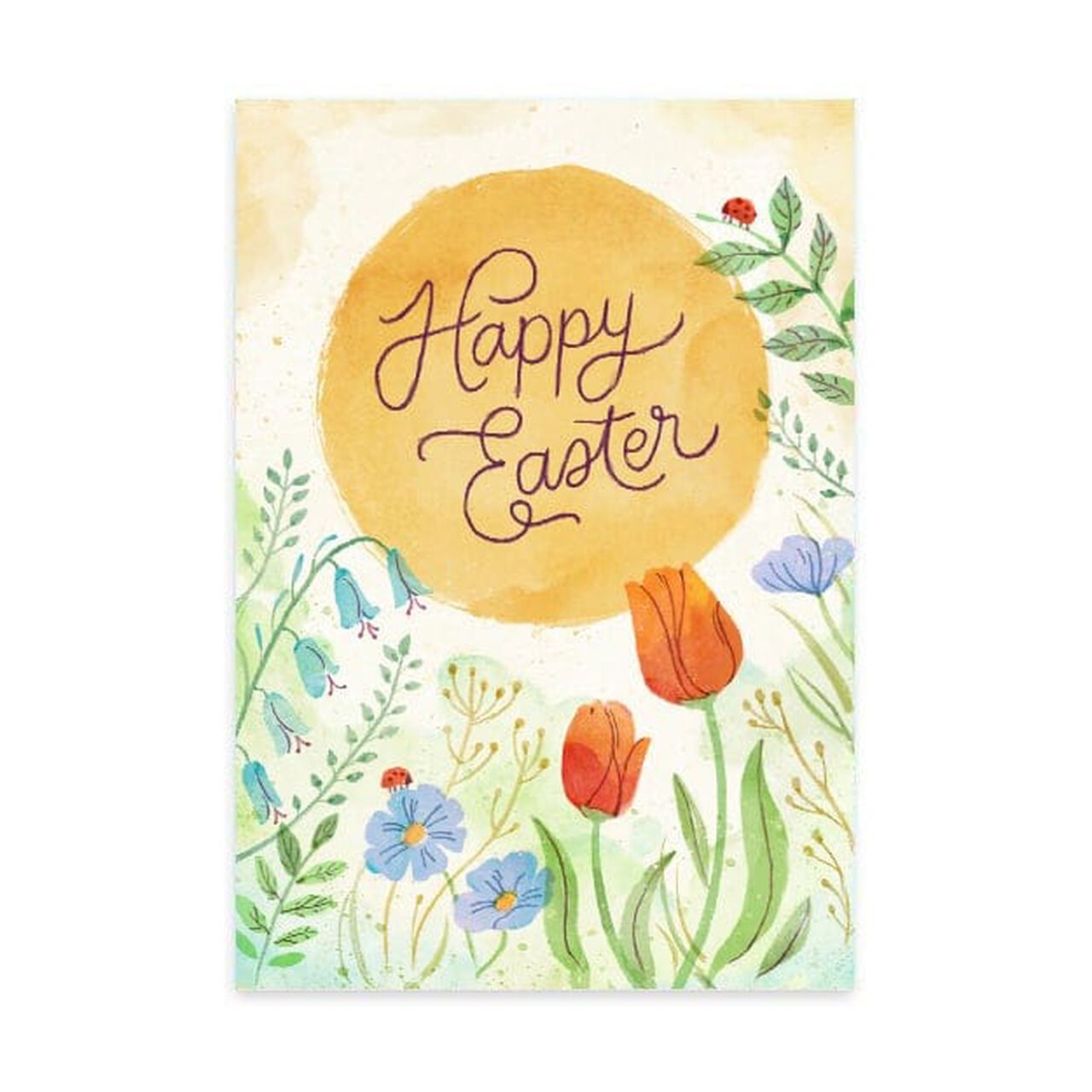 Watercolor Flowers & Sun Easter Card image number 0