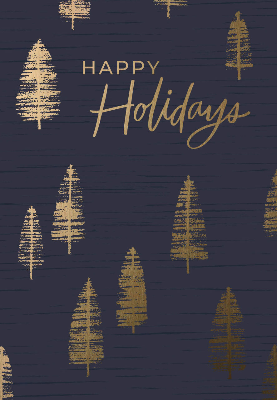 Golden Forest Happy Holidays Card