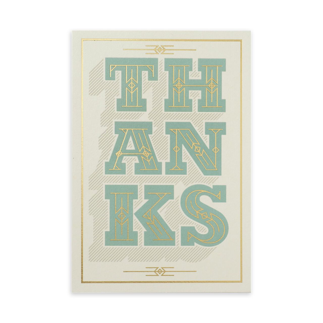 Big Thanks in Green & Gold Thank You Card image number 0