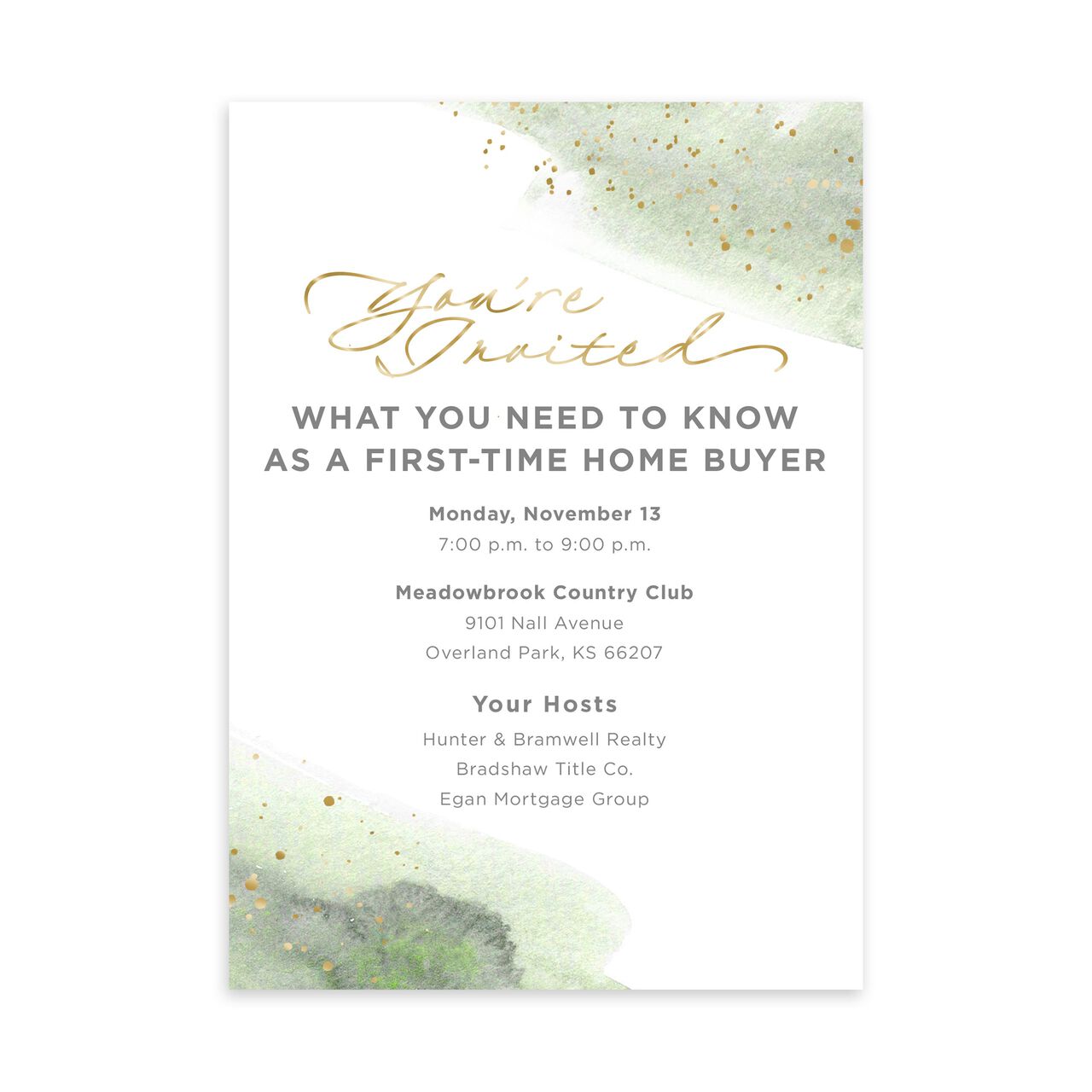 Watercolor & Shine Customizable Invitation image number 0
