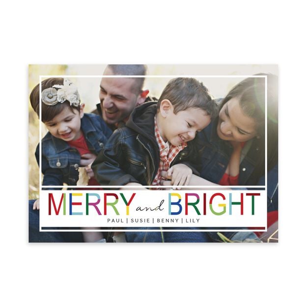 Colorful Merry & Bright Holiday Photo Card