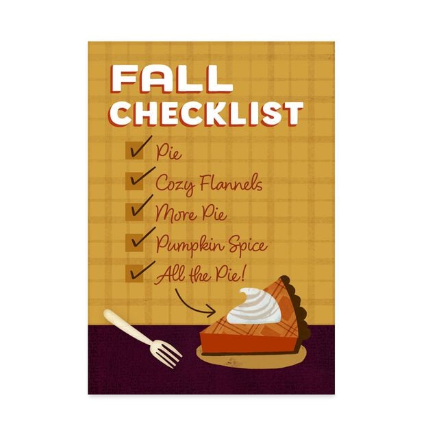Fall Checklist Pumpkin Pie Thanksgiving Card