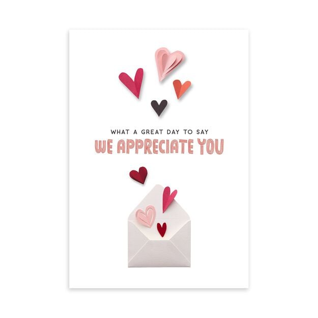 Paper Hearts & Envelope Valentine’s Day Card