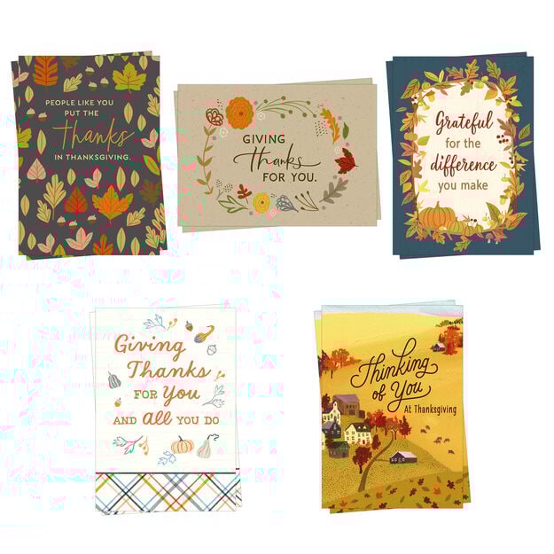 Appreciation & Thanks Assorted Thanksgiving Cards 10 Pack