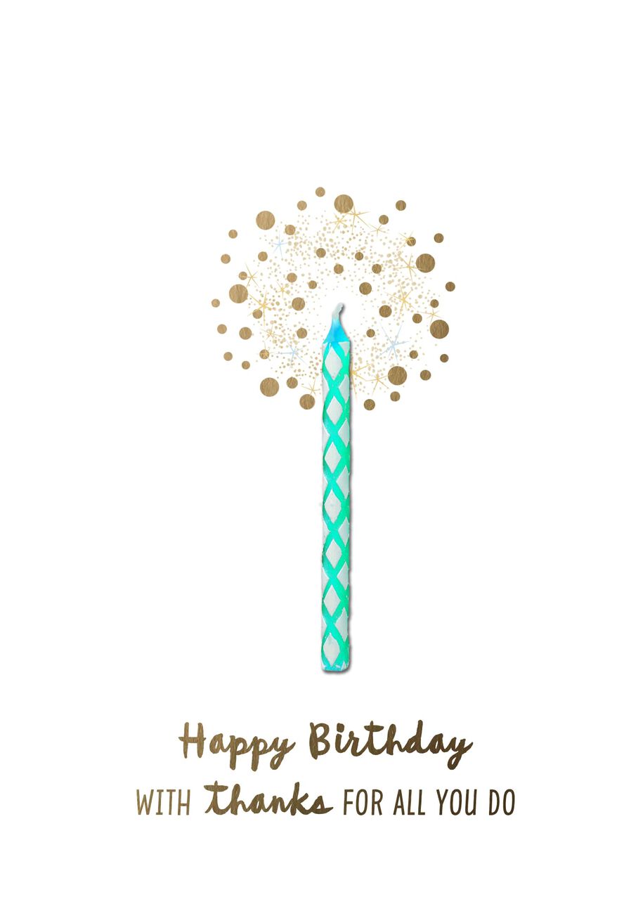 Blue Candle & Appreciation Birthday Card