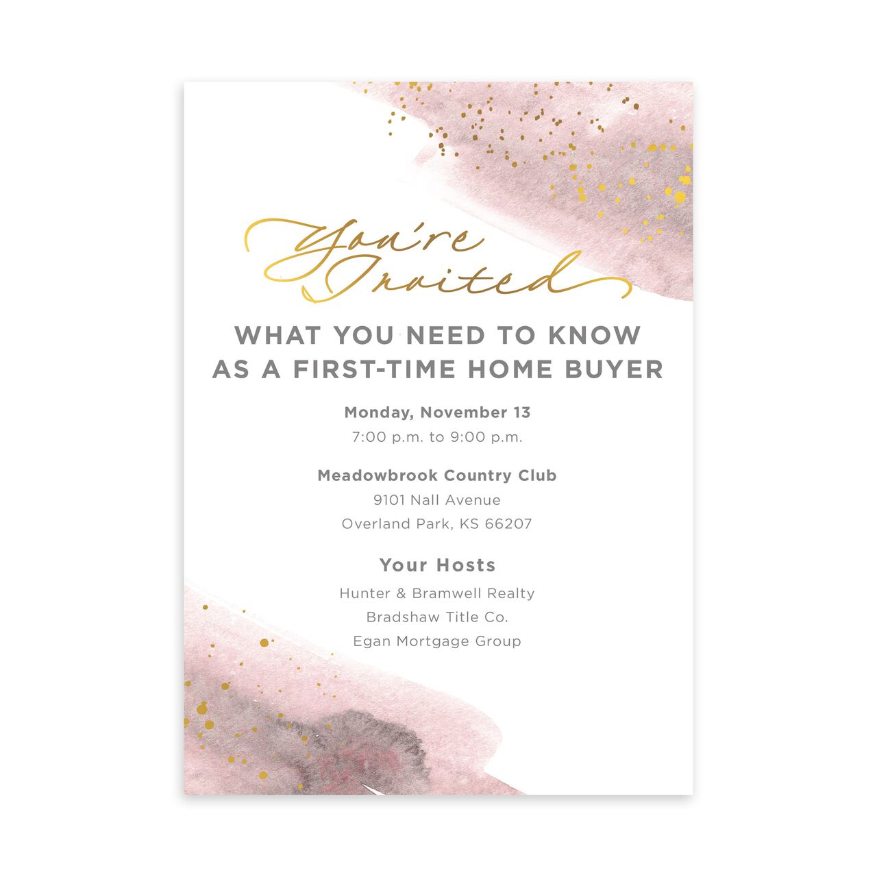 Watercolor & Shine Customizable Invitation image number 0