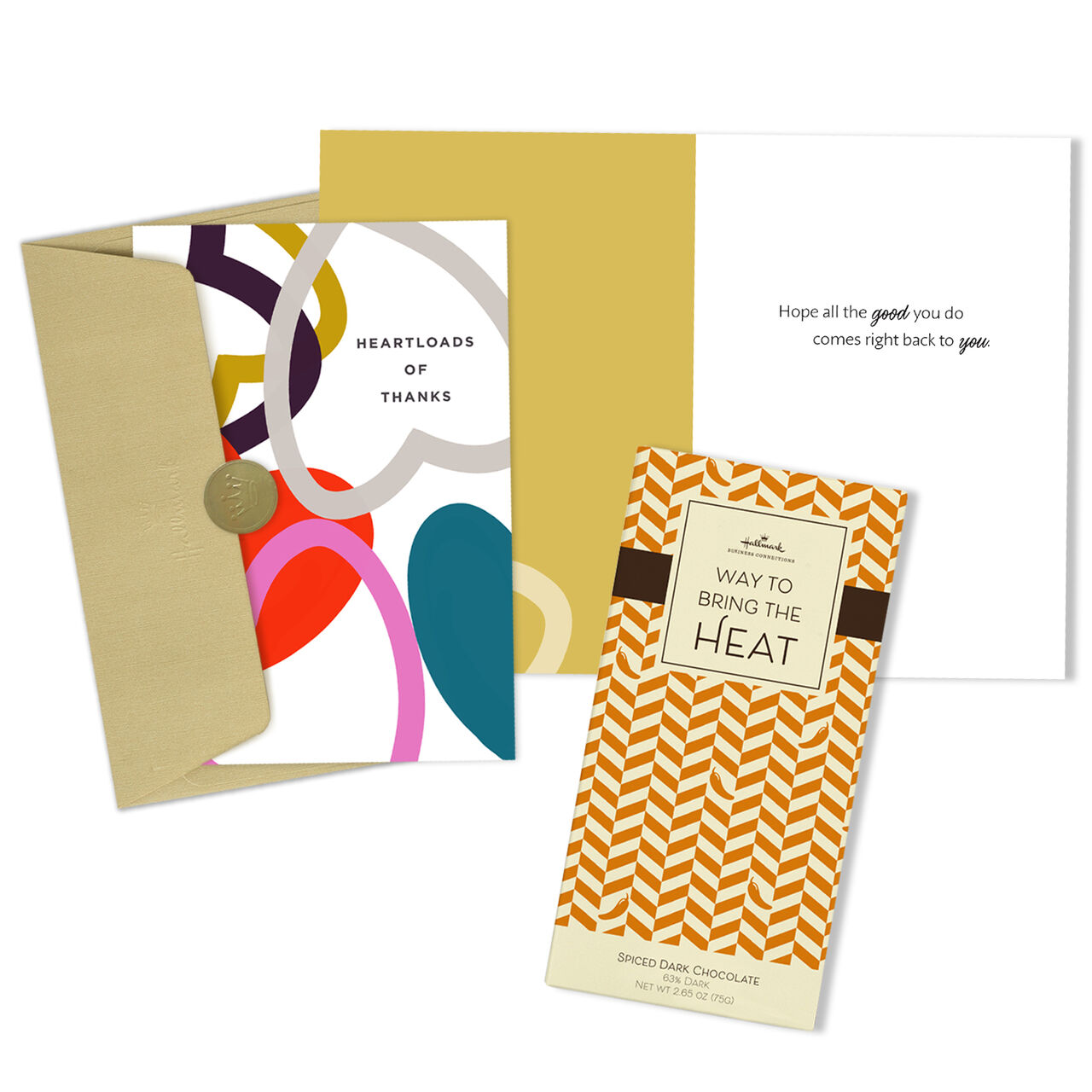 Heartloads of Thanks Appreciation Gift Chocolate Bar & Card Gift Bundles Set of 5 (10 Items) image number 1
