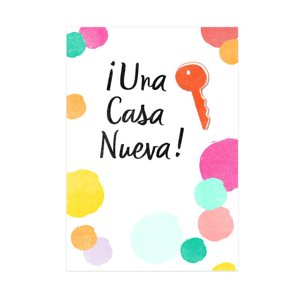 Colorful Confetti & Key Spanish New Home Card