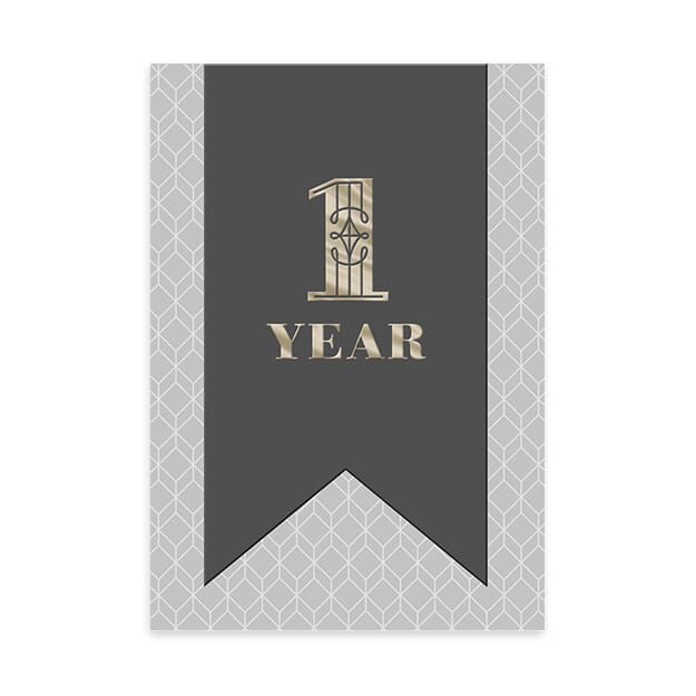 Stenciled Geometric Shapes 1-Year Work Anniversary Card