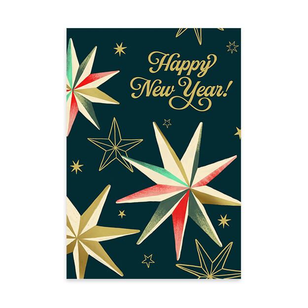 Teal, Berry & Champagne Happy New Year Card