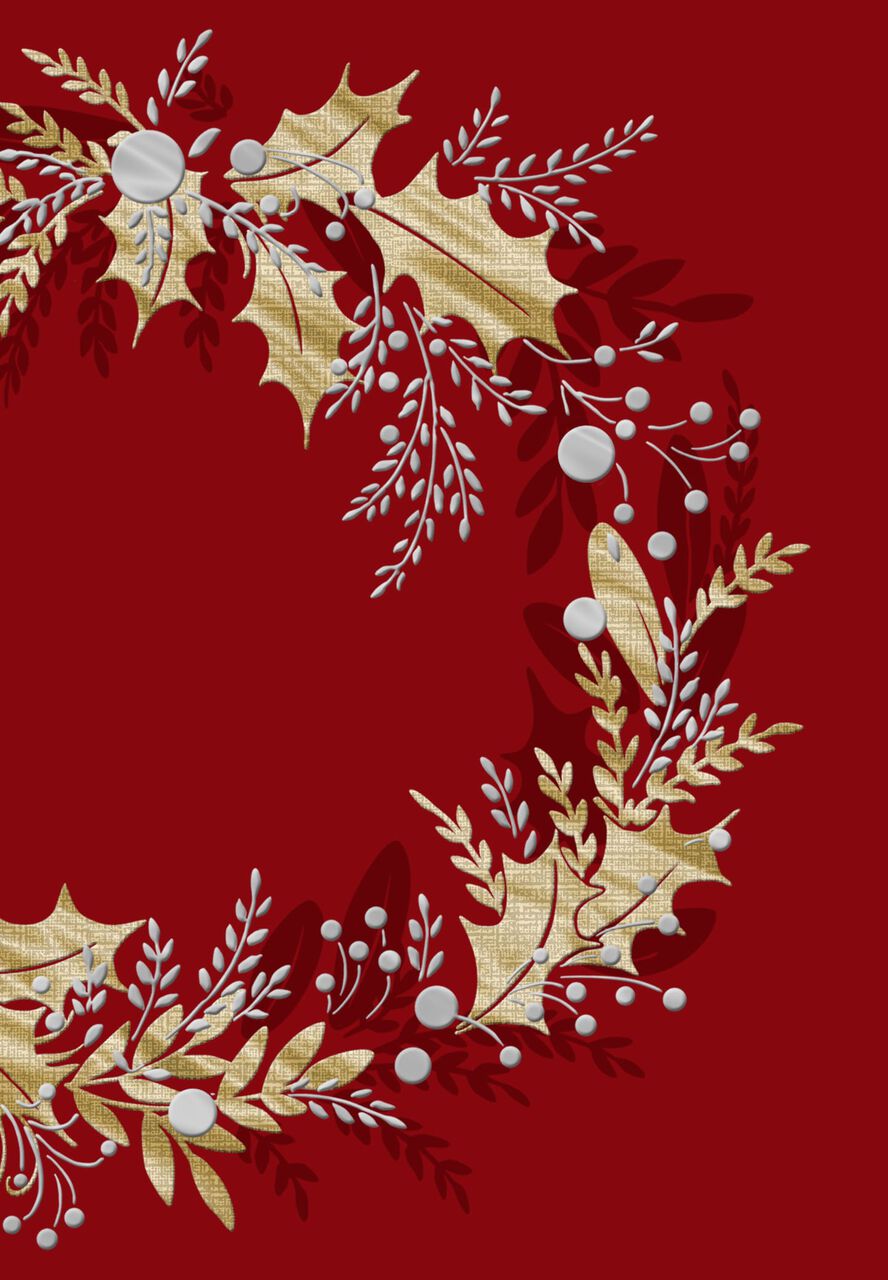 Gold & Silver Wreath Premium Holiday Card