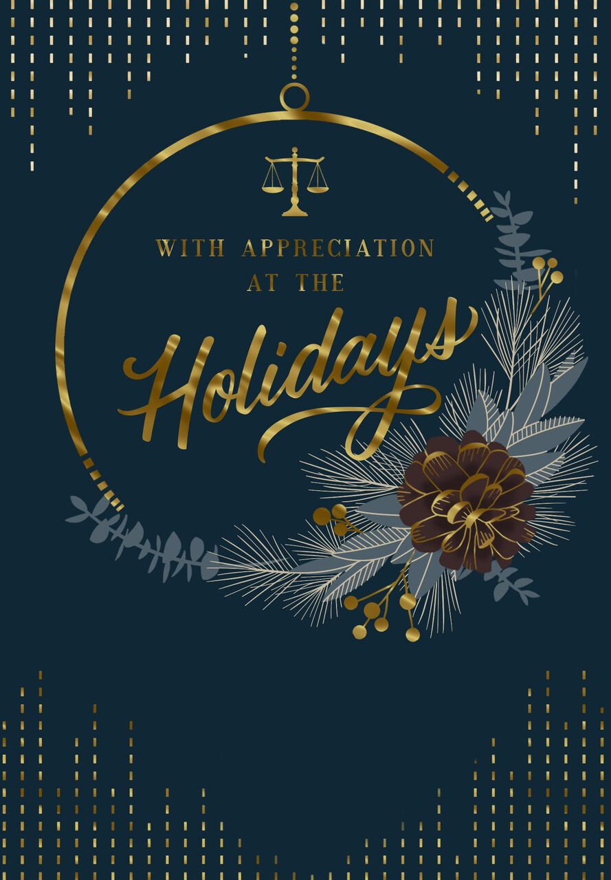 With Appreciation Scales of Justice Holiday Card