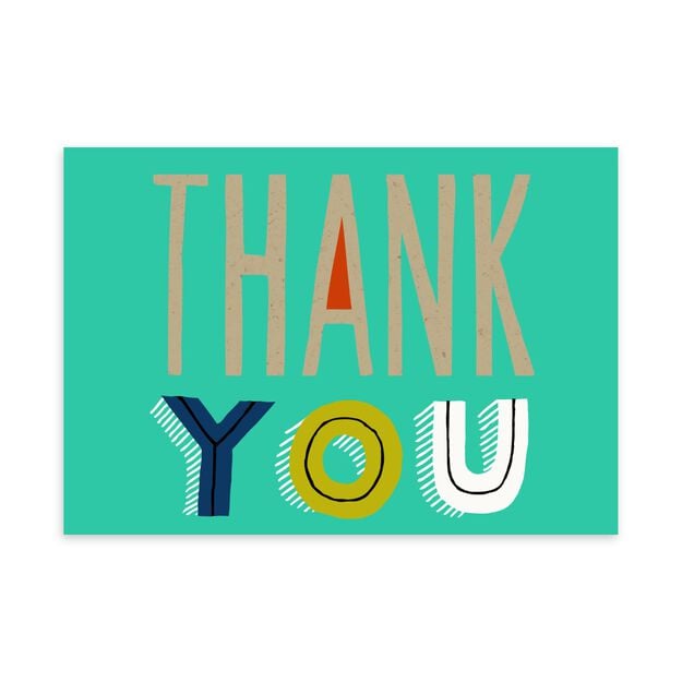 Kraft Letters on Teal Thank You Card