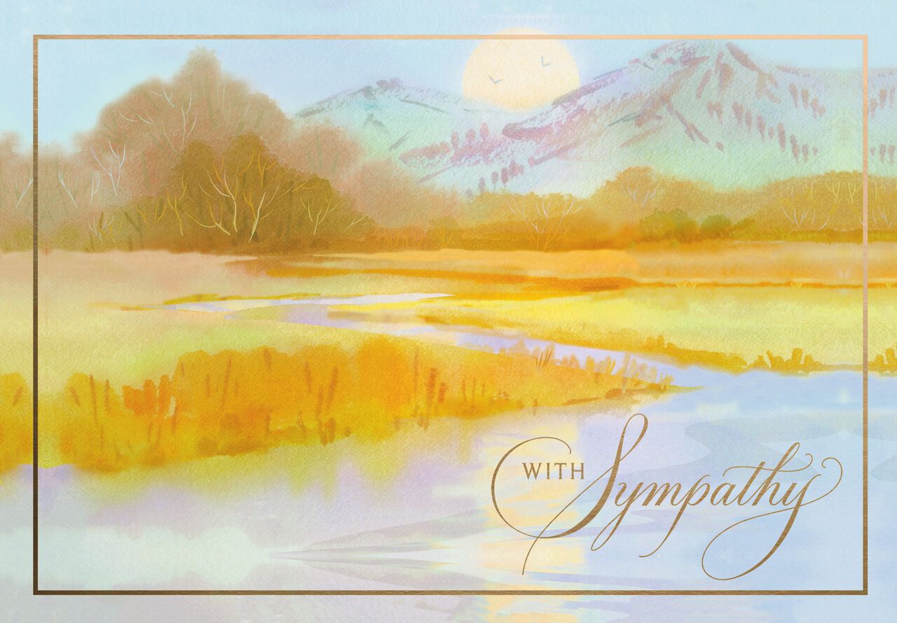 Golden Mountains & River Sympathy Card