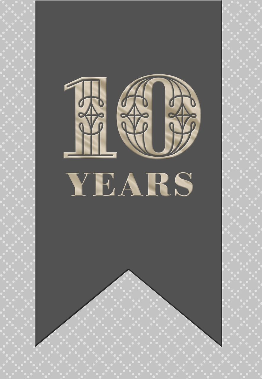Stenciled Dot Grid 10-Year Work Anniversary Card