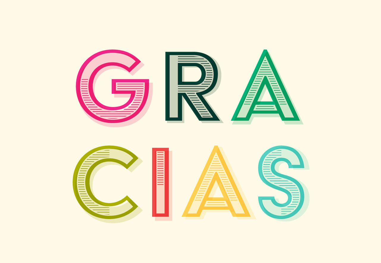 Colorful Lettering Spanish Thank You Card