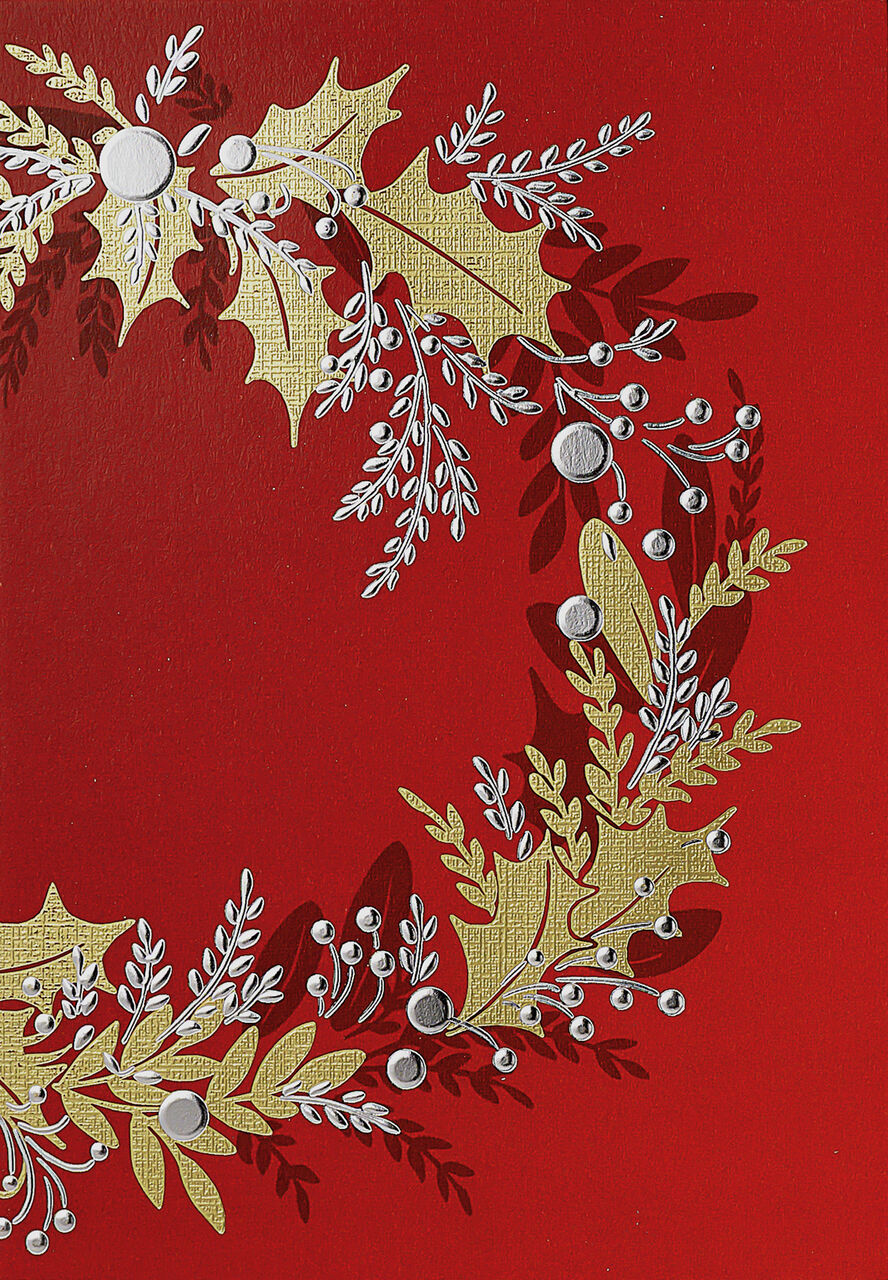 Gold & Silver Wreath Premium Holiday Card