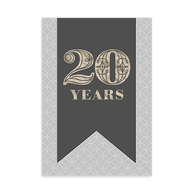 Stenciled Circles and Diamonds 20-Year Work Anniversary Card