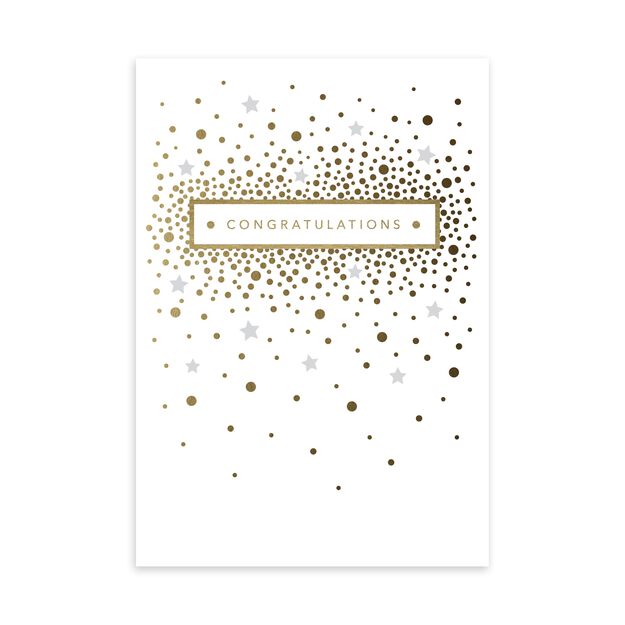 Gold & Gray Confetti Wedding Anniversary Card