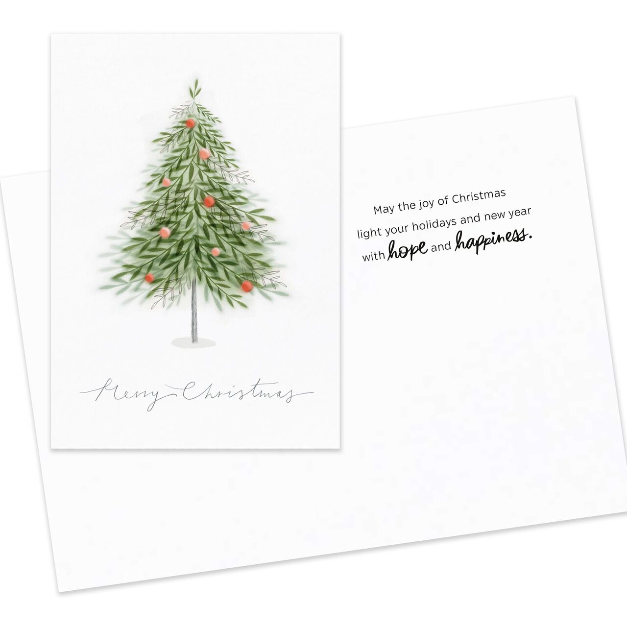 Merry & Bright Colorful Trees Assorted Christmas Cards 100 Pack image number 1