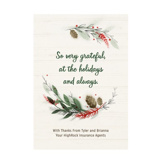 So Very Grateful Wreath Customizable Cover Holiday Card