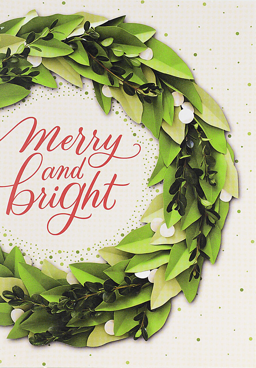 Merry & Bright Paper Wreath Holiday Card