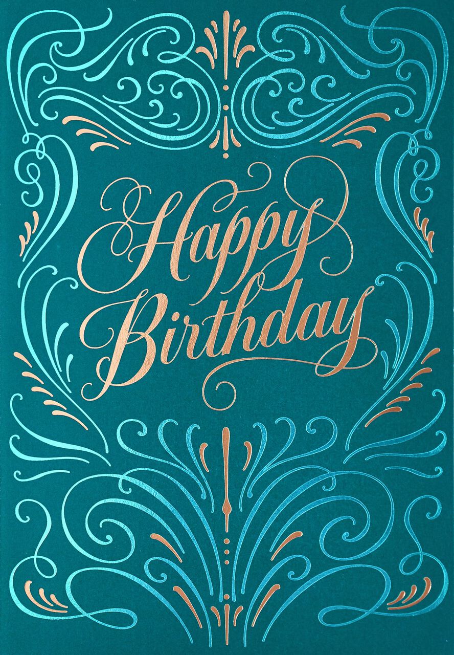 Gold & Turquoise Elegance Premium Birthday Card