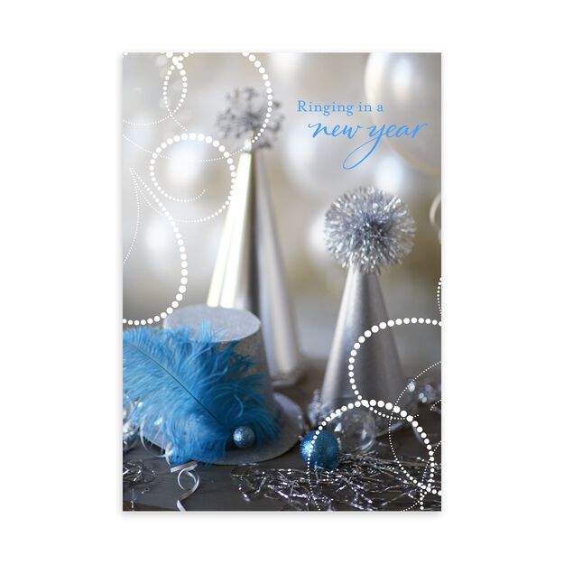Stylish Party Hats New Year Card