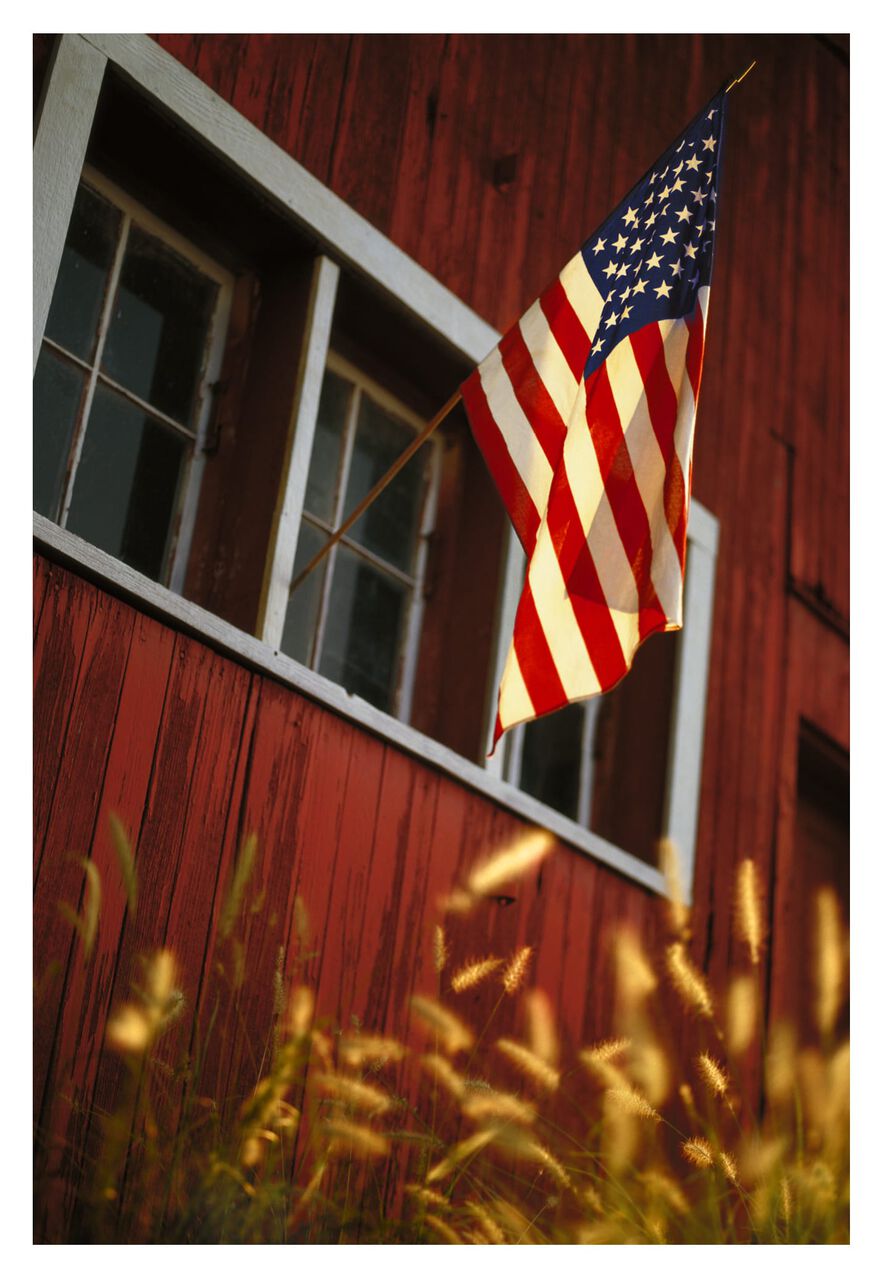 Flag on Barn Photo 4th of July Card