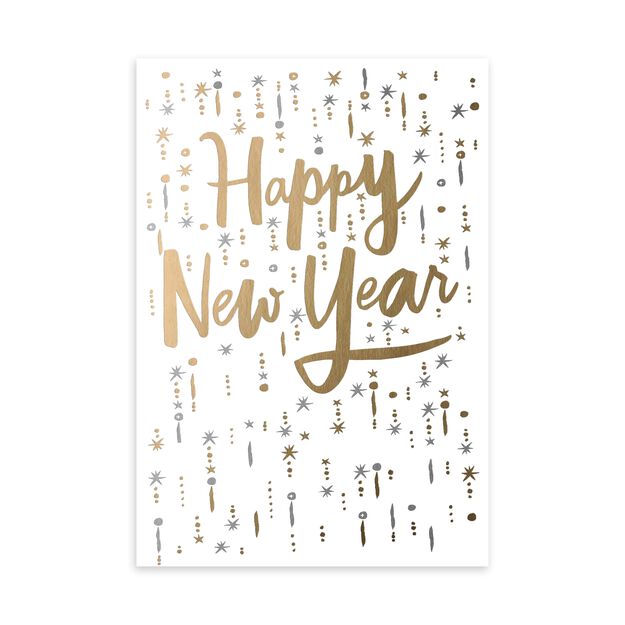 Gold & Silver Happy New Year Card