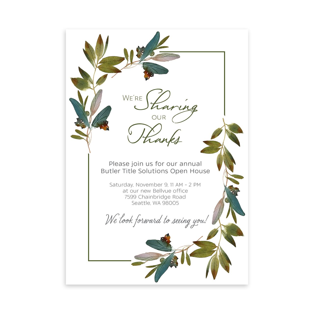 Sharing Our Thanks Customizable Invitation image number 0