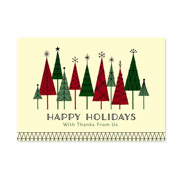Thanks From Us Festive Trees Premium Holiday Card