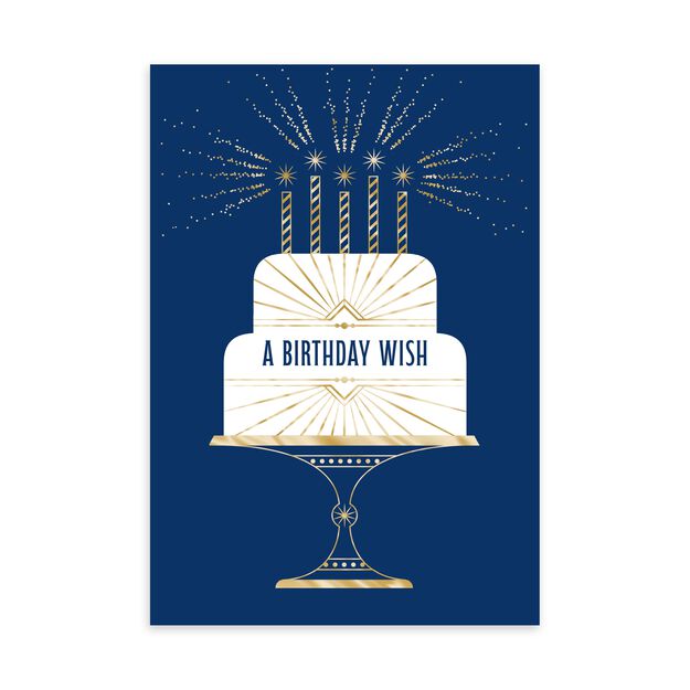 Elegant Cake on Navy Birthday Card