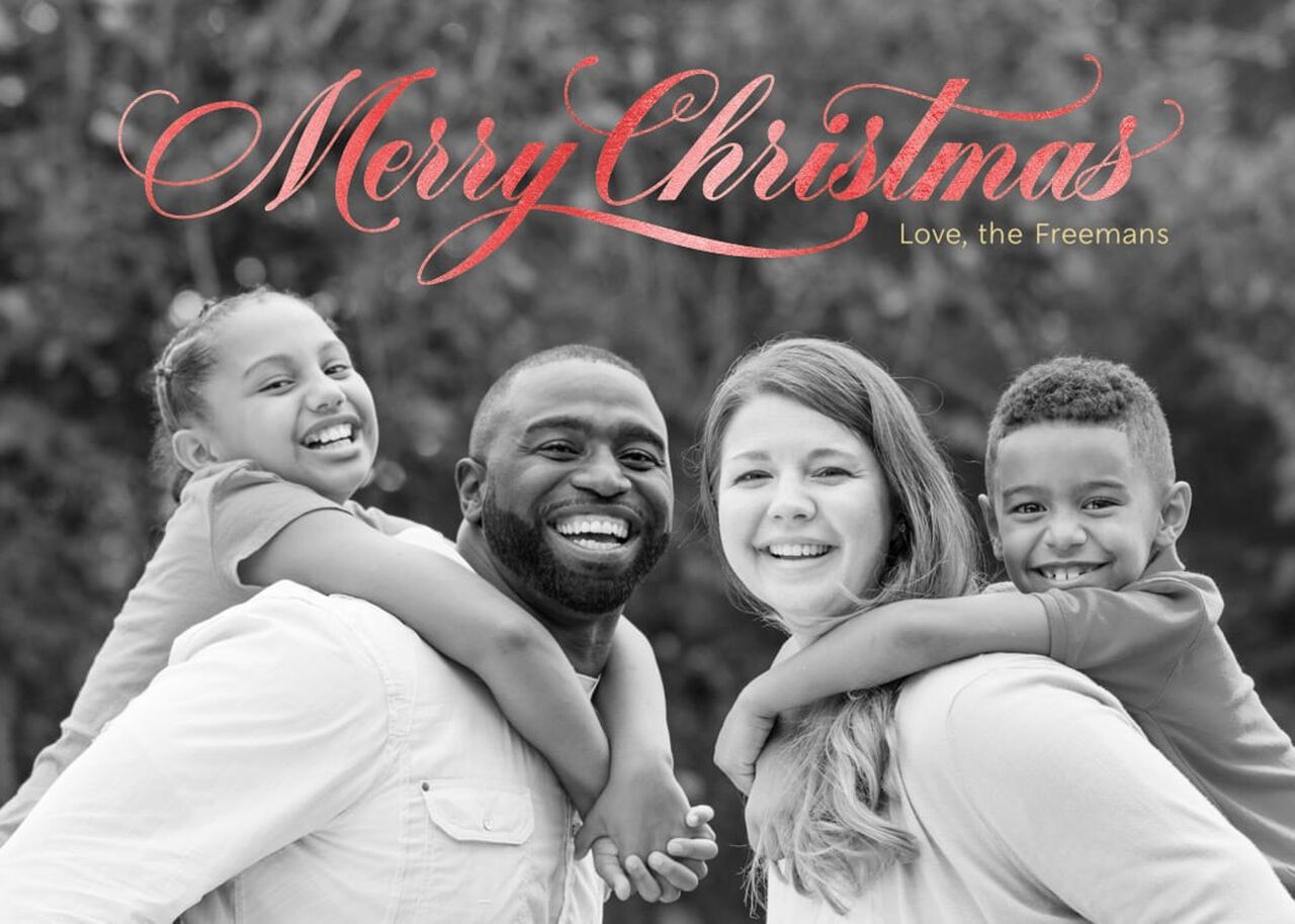 Brilliant Merry Christmas in Script Full Photo Card