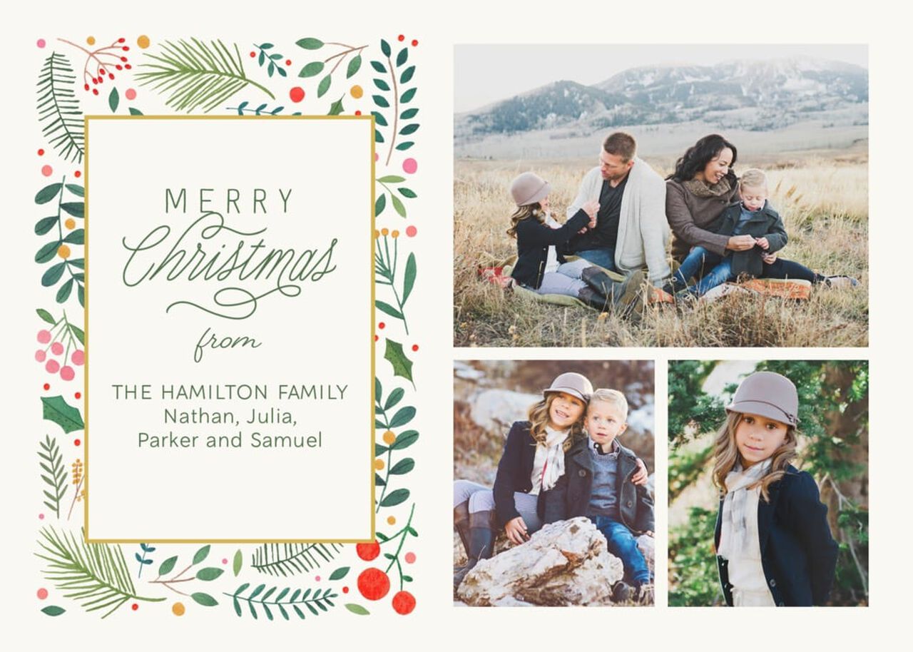 Framed with Holly Christmas Multi Photo Card
