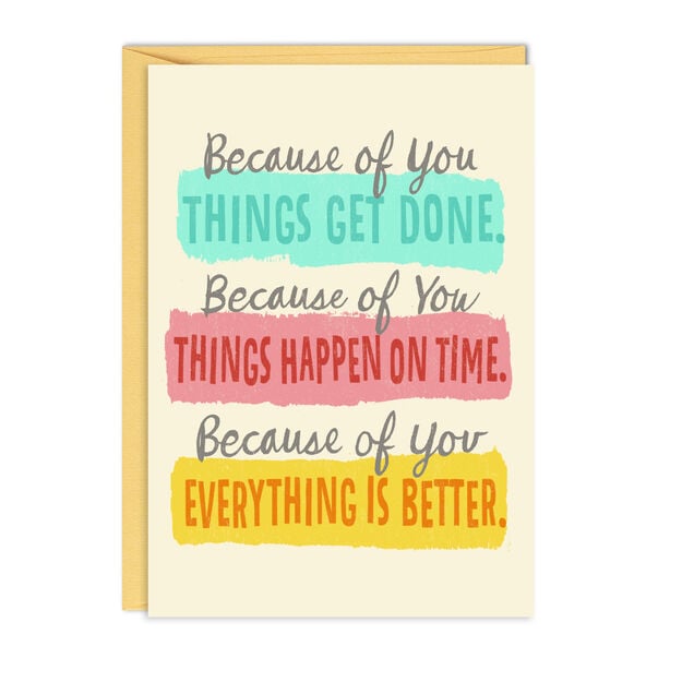 Because of You Employee or Admin Appreciation