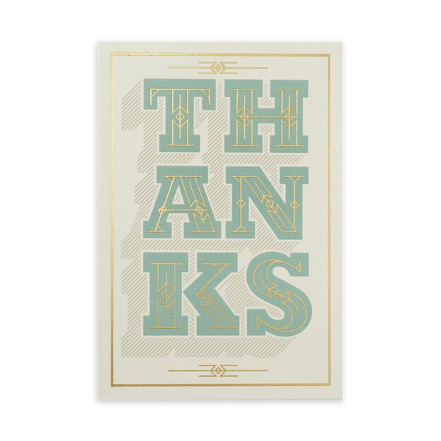 Big Thanks in Green & Gold Thank You Card