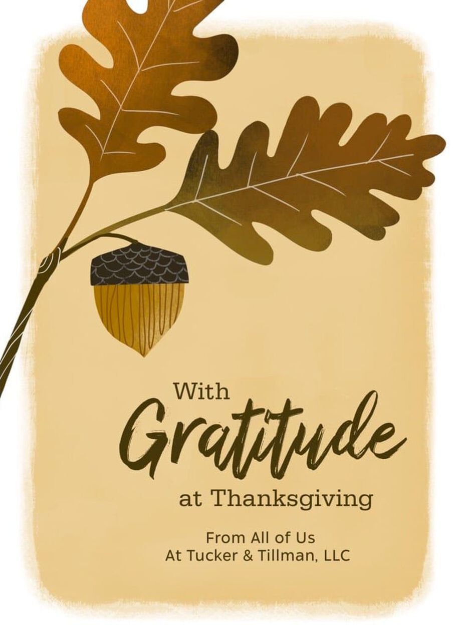 Acorn & Gratitude Customizable Thanksgiving Card